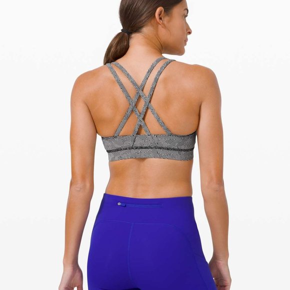 Lululemon Energy Bra SeaWheeze Illusionary White Black Size 4 - Picture 2 of 6